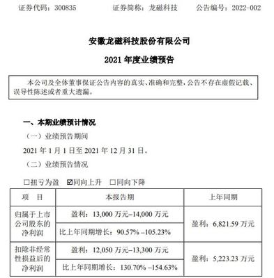 龙磁科技2021年预计净利1.3亿-1.4亿同比增长91%-105% 永磁铁氧体产品市场需求旺盛